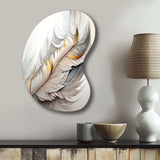 White Watercolor Feather - Asymmetric Metal Wall Art