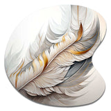 White Watercolor Feather - Asymmetric Metal Wall Art