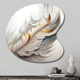 White Watercolor Feather - Asymmetric Metal Wall Art