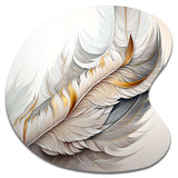 White Watercolor Feather - Asymmetric Metal Wall Art