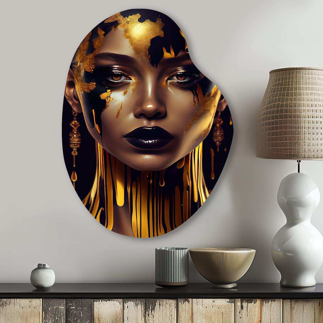 Sensual Liquid Gold Woman V - Asymmetric Metal Wall Art