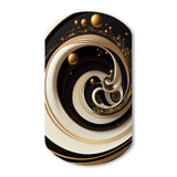 Black, Silver And Gold Blending Swirls VII - Asymmetric Metal Wall Art