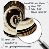 Black, Silver And Gold Blending Swirls VII - Asymmetric Metal Wall Art