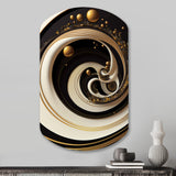 Black, Silver And Gold Blending Swirls VII - Asymmetric Metal Wall Art