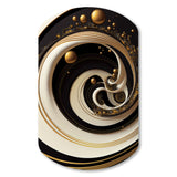 Black, Silver And Gold Blending Swirls VII - Asymmetric Metal Wall Art