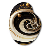 Black, Silver And Gold Blending Swirls VII - Asymmetric Metal Wall Art