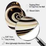 Black, Silver And Gold Blending Swirls VII - Asymmetric Metal Wall Art