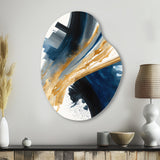 Blue And Gold Swirl Abstract I - Asymmetric Metal Wall Art