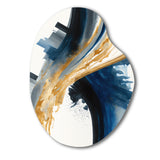 Blue And Gold Swirl Abstract I - Asymmetric Metal Wall Art