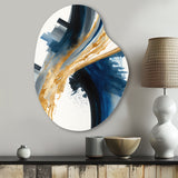 Blue And Gold Swirl Abstract I - Asymmetric Metal Wall Art