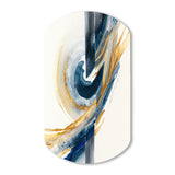 Blue And Gold Swirl Abstract V - Asymmetric Metal Wall Art