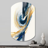 Blue And Gold Swirl Abstract V - Asymmetric Metal Wall Art