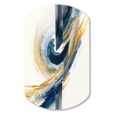 Blue And Gold Swirl Abstract V - Asymmetric Metal Wall Art