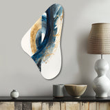 Blue And Gold Swirl Abstract VI - Asymmetric Metal Wall Art