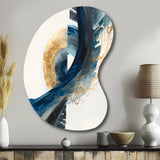 Blue And Gold Swirl Abstract VI - Asymmetric Metal Wall Art