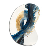 Blue And Gold Swirl Abstract VI - Asymmetric Metal Wall Art