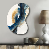 Blue And Gold Swirl Abstract VI - Asymmetric Metal Wall Art