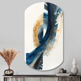 Blue And Gold Swirl Abstract VI - Asymmetric Metal Wall Art