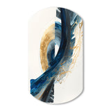 Blue And Gold Swirl Abstract VI - Asymmetric Metal Wall Art