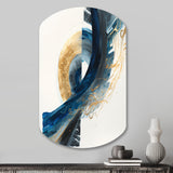 Blue And Gold Swirl Abstract VI - Asymmetric Metal Wall Art