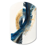 Blue And Gold Swirl Abstract VI - Asymmetric Metal Wall Art