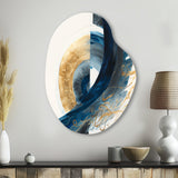 Blue And Gold Swirl Abstract VI - Asymmetric Metal Wall Art