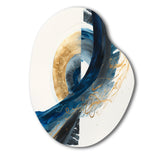 Blue And Gold Swirl Abstract VI - Asymmetric Metal Wall Art