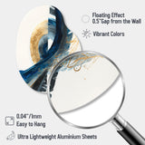 Blue And Gold Swirl Abstract VI - Asymmetric Metal Wall Art