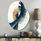 Blue And Gold Swirl Abstract VI - Asymmetric Metal Wall Art