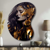 Gold And Black Sensual Woman I - Asymmetric Metal Wall Art