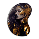 Gold And Black Sensual Woman I - Asymmetric Metal Wall Art