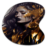 Gold And Black Sensual Woman I - Asymmetric Metal Wall Art