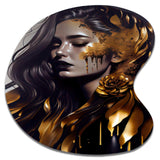 Gold And Black Sensual Woman I - Asymmetric Metal Wall Art