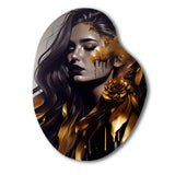 Gold And Black Sensual Woman I - Asymmetric Metal Wall Art