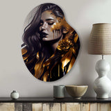 Gold And Black Sensual Woman I - Asymmetric Metal Wall Art