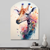 Cute Giraffe Floral Art II - Asymmetric Metal Wall Art