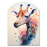 Cute Giraffe Floral Art II - Asymmetric Metal Wall Art