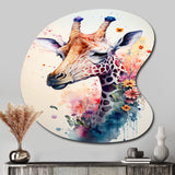 Cute Giraffe Floral Art II - Asymmetric Metal Wall Art