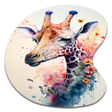 Cute Giraffe Floral Art II - Asymmetric Metal Wall Art