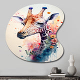 Cute Giraffe Floral Art II - Asymmetric Metal Wall Art