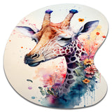 Cute Giraffe Floral Art II - Asymmetric Metal Wall Art