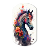 Cute Horse Floral Art I - Asymmetric Metal Wall Art