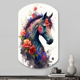 Cute Horse Floral Art I - Asymmetric Metal Wall Art