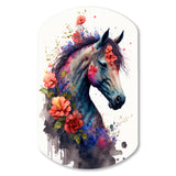 Cute Horse Floral Art I - Asymmetric Metal Wall Art