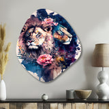 Cute Lions Floral Art I - Asymmetric Metal Wall Art