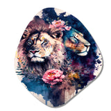 Cute Lions Floral Art I - Asymmetric Metal Wall Art