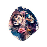 Cute Lions Floral Art I - Asymmetric Metal Wall Art