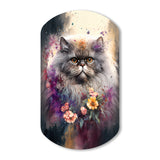 Cute Persian Cat Floral Art I - Asymmetric Metal Wall Art