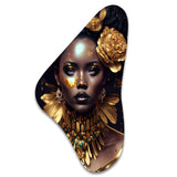 Gold And Black Floral Woman VI - Asymmetric Metal Wall Art