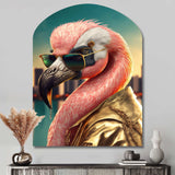 Flamingo Gangster In NYC III - Asymmetric Metal Wall Art